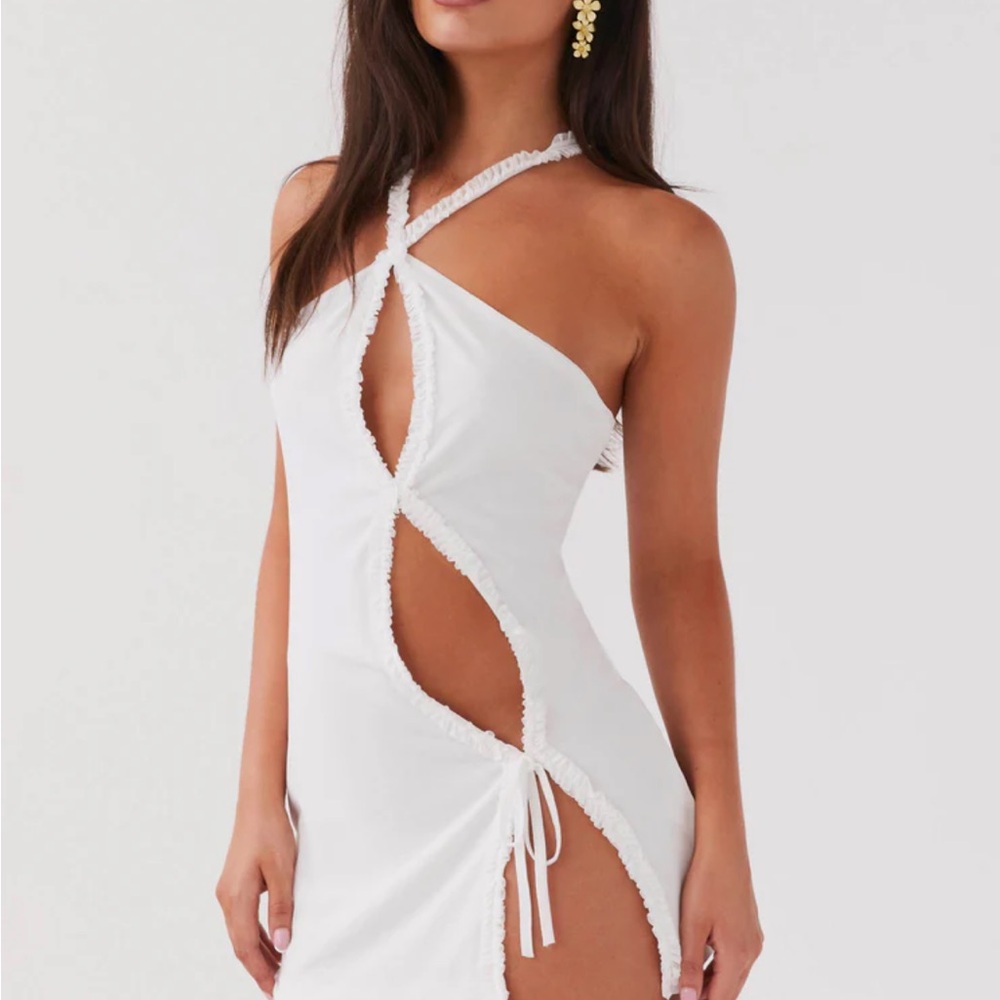 Peppermayo Exclusive - Midnight Rhapsody Ruffle Mini Dress - White